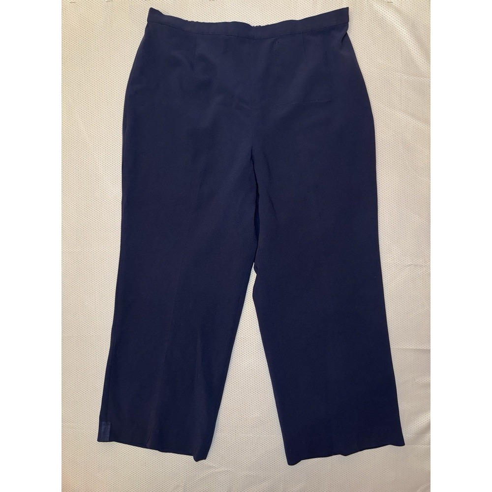ST JOHN Navy Blue Cropped Wide‎ Leg Career Pants Size 14 - Picture 2 of 11